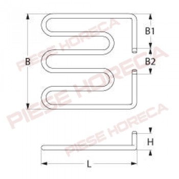 Rezistenta grill, putere 800W, alimentare 230V, Lungime 180mm, Latime 180mm, inaltime 20mm. Pentru grill DIHR, KROMO 